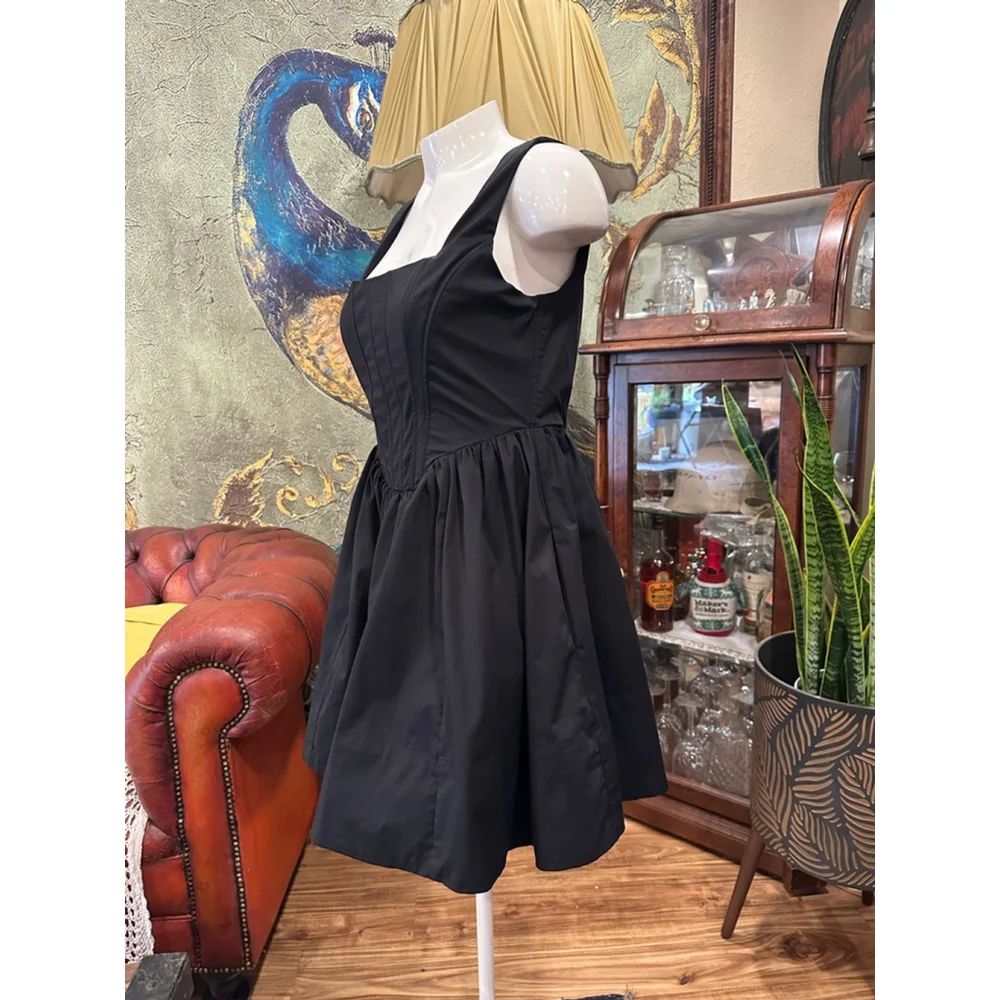 RESET Black Corset Mini Dress Size Large Goth Grunge Tulle - Picture 4 of 13